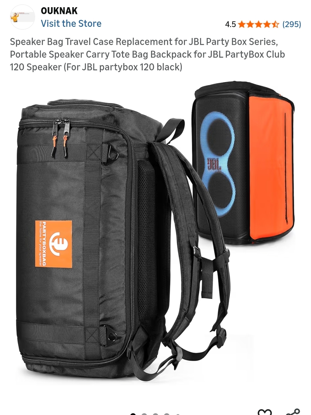 Portable Speaker Travel Backpack - Black with Orange Accents
